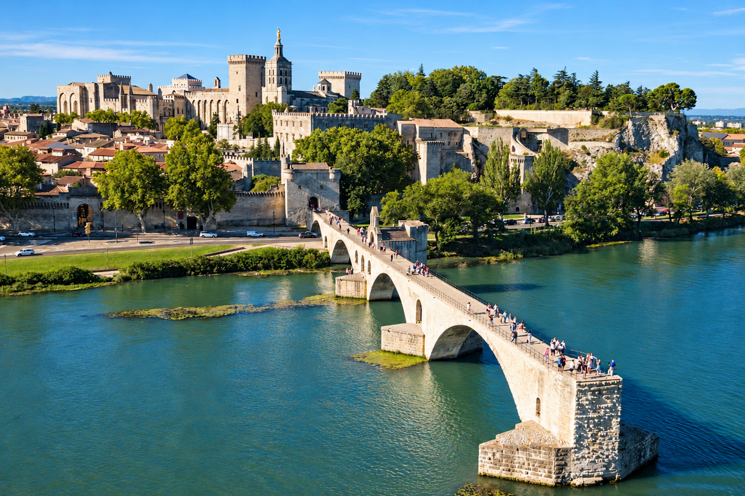 Le pont Saint-Bénézet et le Palais des Papes à Avignon